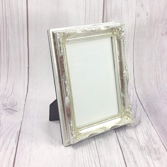 Ornate Silver Picture Frame Engraving Decorative Photo Display Stand Home Décor - Picture 4 of 12